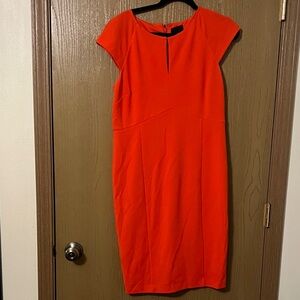 Alex Marie Vibrant Red-Orange Midi Dress